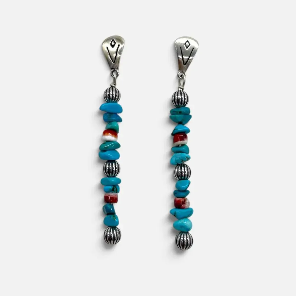 Carolyn Pollack Earrings Relios Sterling Silver 925 Turquoise Dangle Southwest